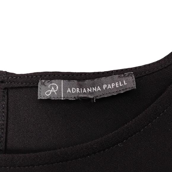 Adrianna Papell Blouse Size 3X Black Plisse 3/4 Sleeves Pullover Round Neck - Picture 7 of 11